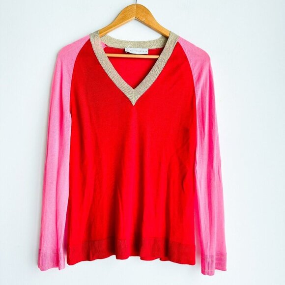 Giada Benincasa Cashmere Silk Red Pink V Neck Knit Top M
